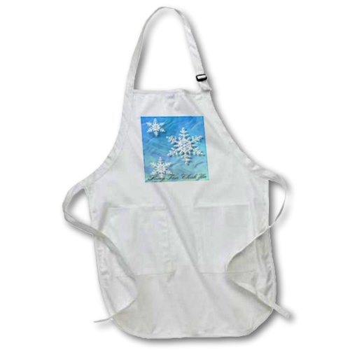 Korean Merry Christmas Apron - Snowflake Design with Pouch Pockets for Holiday Cooking