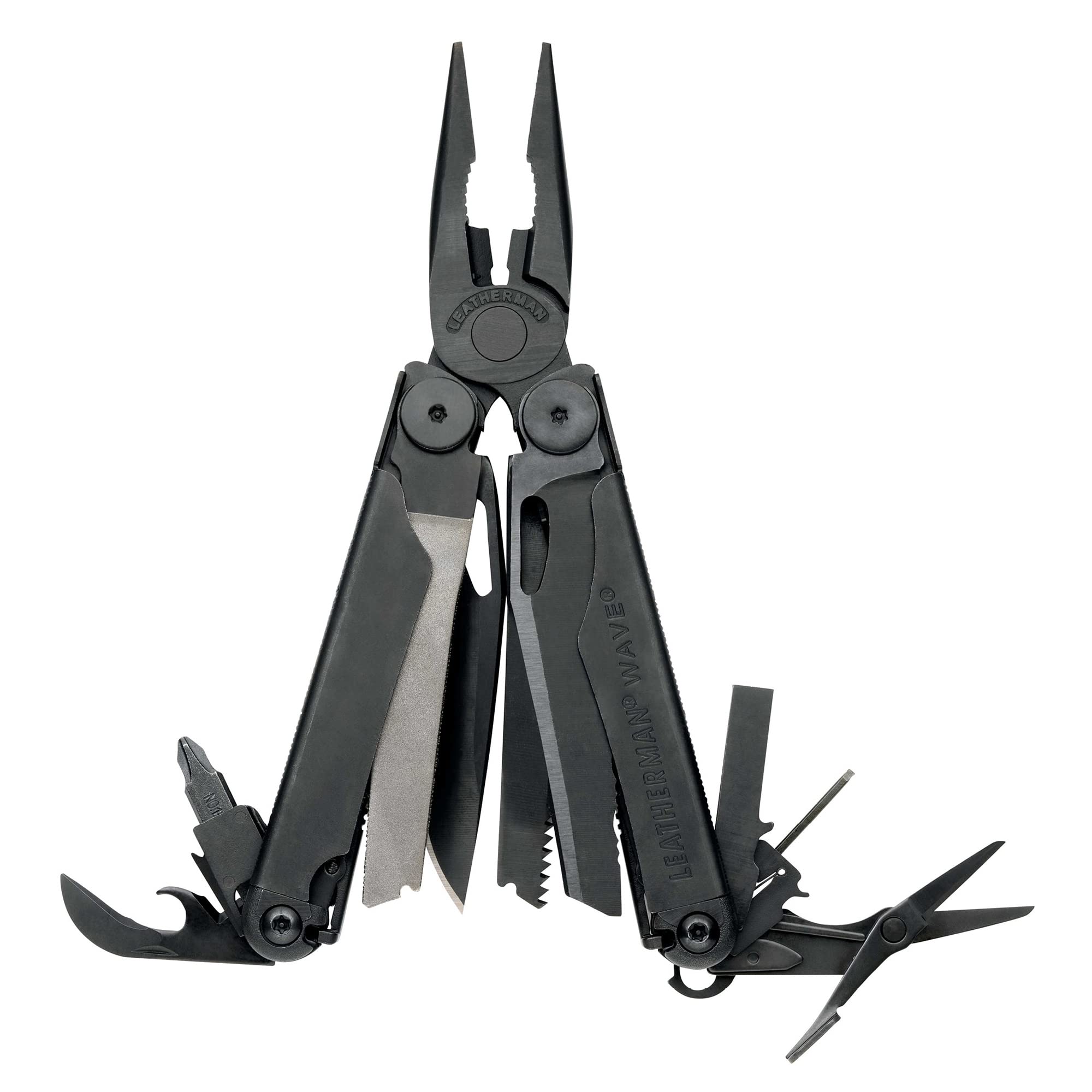 **LEATHERMAN Original Wave Multitool - Black with Leather Sheath | 18-in-1 Multi-Tool with Scissors, Eyeglass Screwdriver & More | Perfect for Camping, Hiking, Survival & Everyday Carry (EDC)**