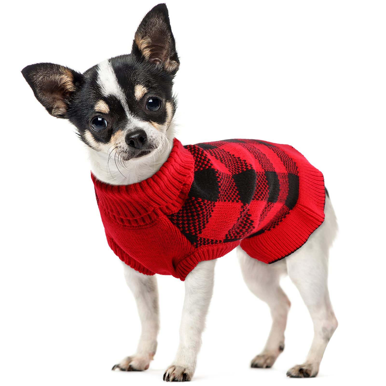QBLEEV Warm Winter Dog Sweater for Medium Dogs - Soft Turtleneck Pullover with Leash Hole | Christmas Puppy Sweater Dress for Fall & Winter | Cozy Pet Clothes for Small to XL Dogs (Girls & Boys) | Perfect for Holiday Photos, Outdoor Walks & Indoor Comfort