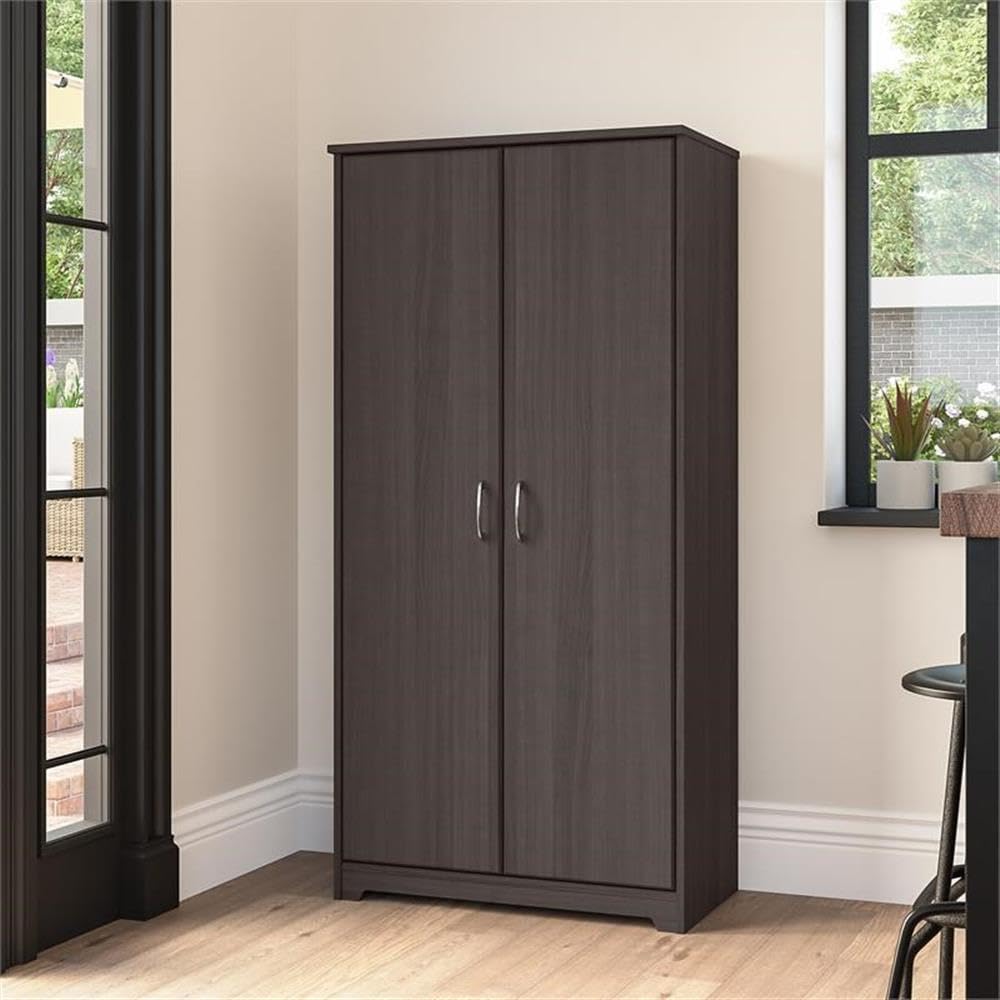 Bush Furniture Cabot Tall Kitchen Pantry Cabinet with Doors - 72 Inch Storage Organizer for Spices, Food & Cookware - Heather Gray Finish for Modern Farmhouse & Apartment Kitchens