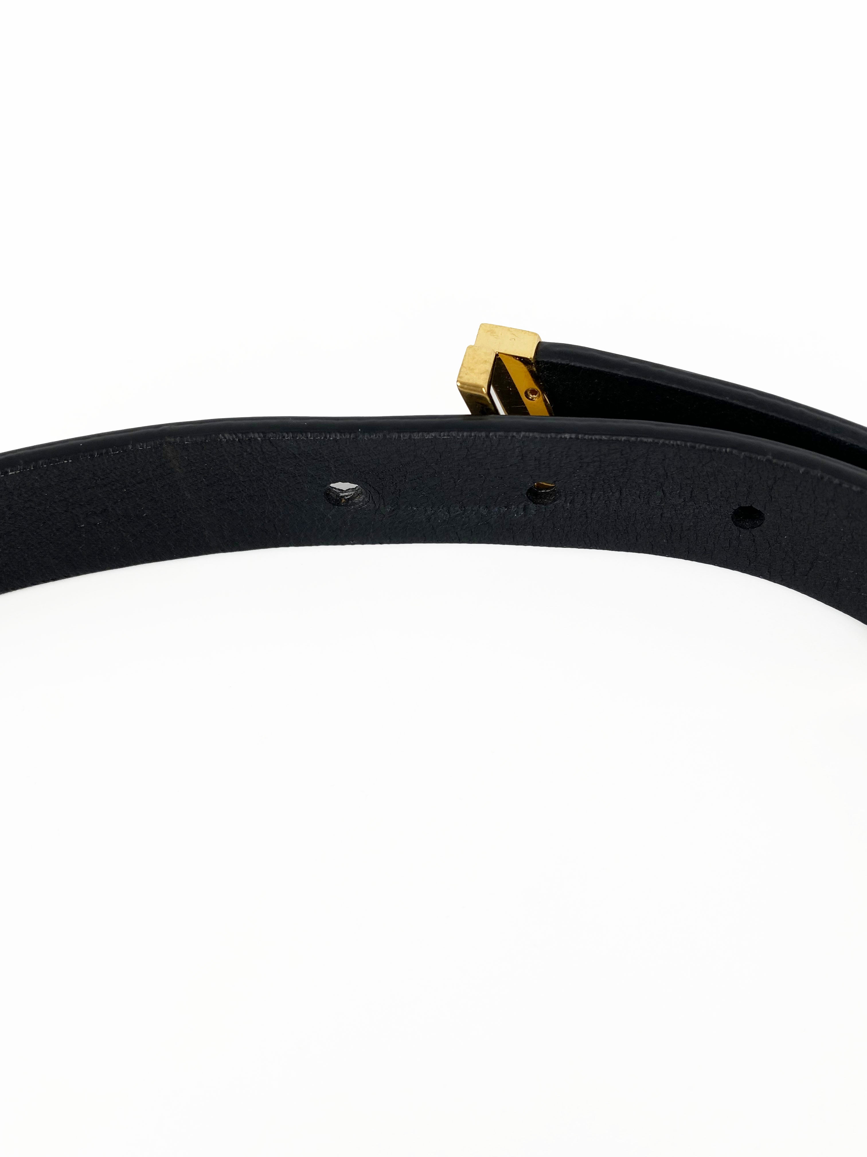 Authentic Louis Vuitton Black Initiales Reversible Belt 20mm - Size 75 | Luxury Designer Accessory for Men & Women | Perfect for Office, Date Night & Formal Occasions