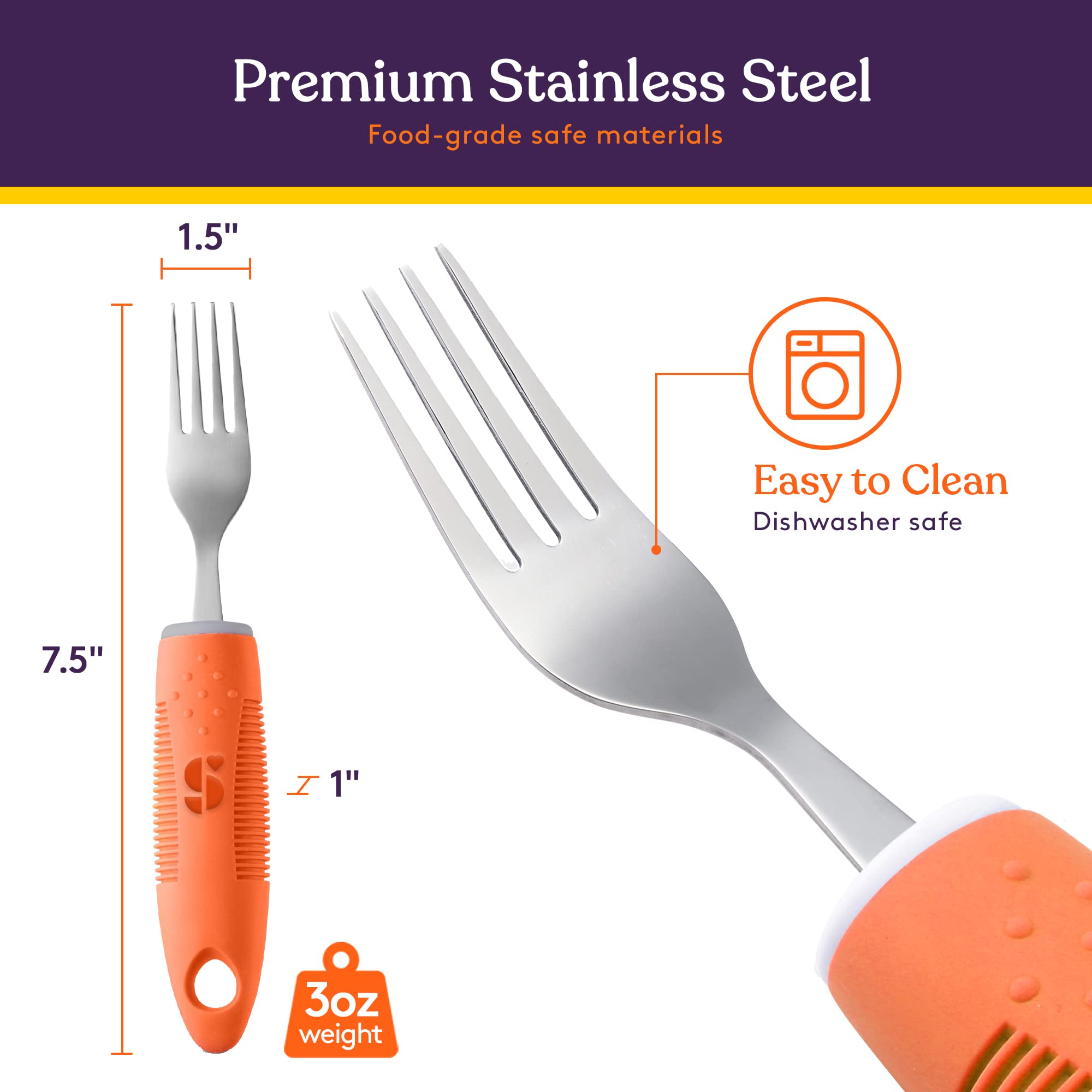 Special Supplies Adaptive Utensils (5-Piece Kitchen Set) - Wide Non-Slip Handles for Hand Tremors, Arthritis & Parkinson’s - Stainless Steel Knives, Forks & Spoons - Elderly & Disabled Friendly - Perfect for Daily Meals & Assisted Living