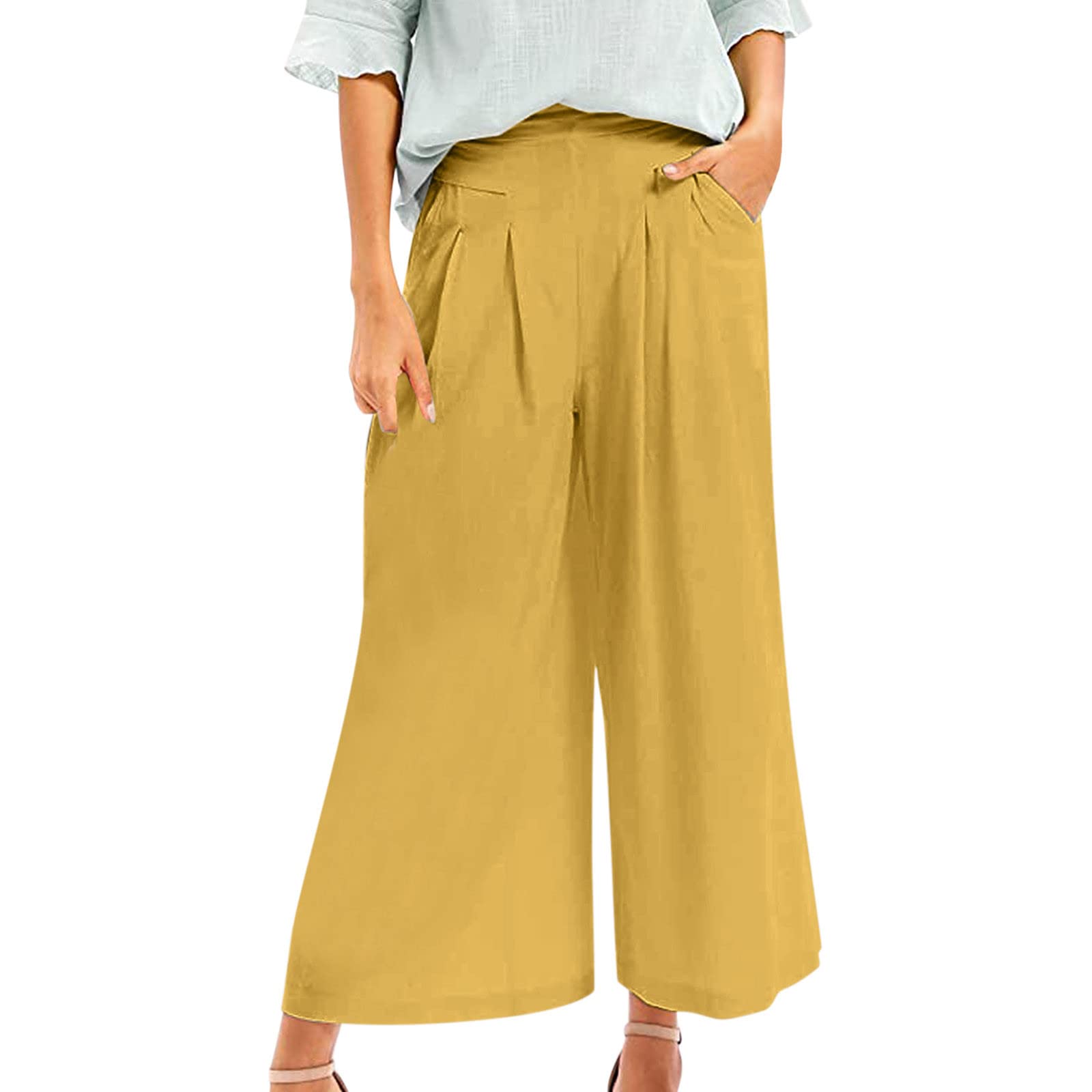 WOCACHI Women's Loose Yoga Capri Pants - Wide Leg Drawstring Lounge Sweatpants with Pockets | Comfy Pajama Pants for Yoga, Workout & Home Relaxation