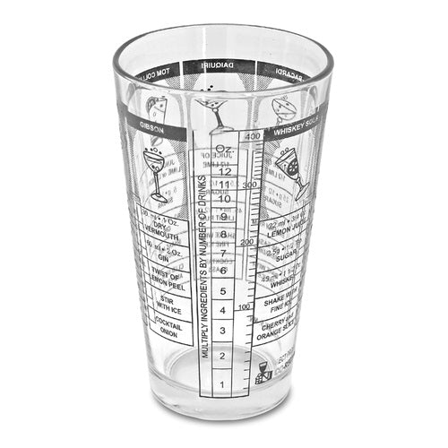 American Metalcraft MG578 16 oz Mixing & Bar Glass with Inscribed Cocktail Recipes - Perfect for Home Bartending & Professional Mixology