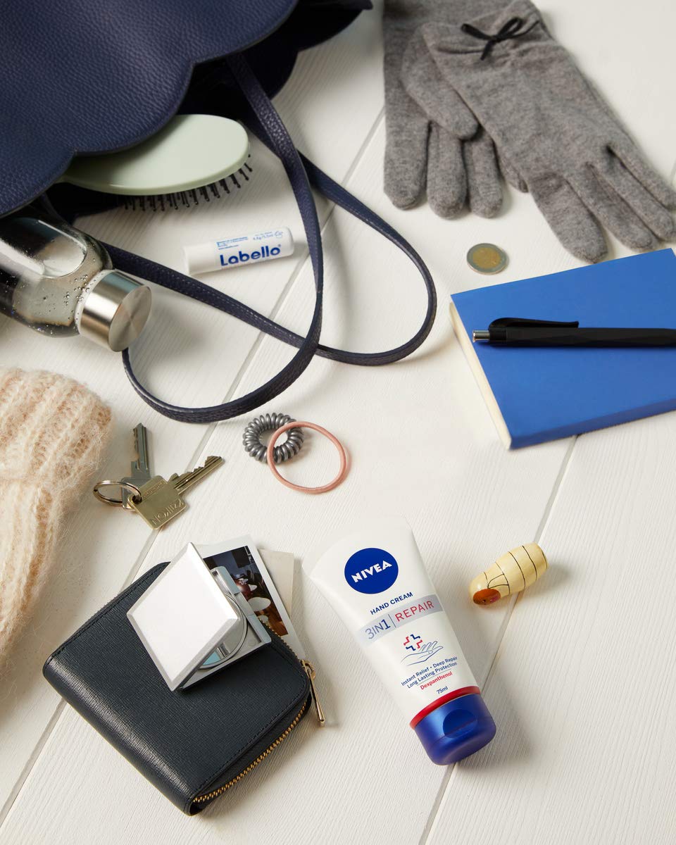 NIVEA 3-in-1 Hand Cream (75ml) for Dry Cracked Hands - Intensive Care with Dexpanthenol - Perfect for Winter & Daily Use