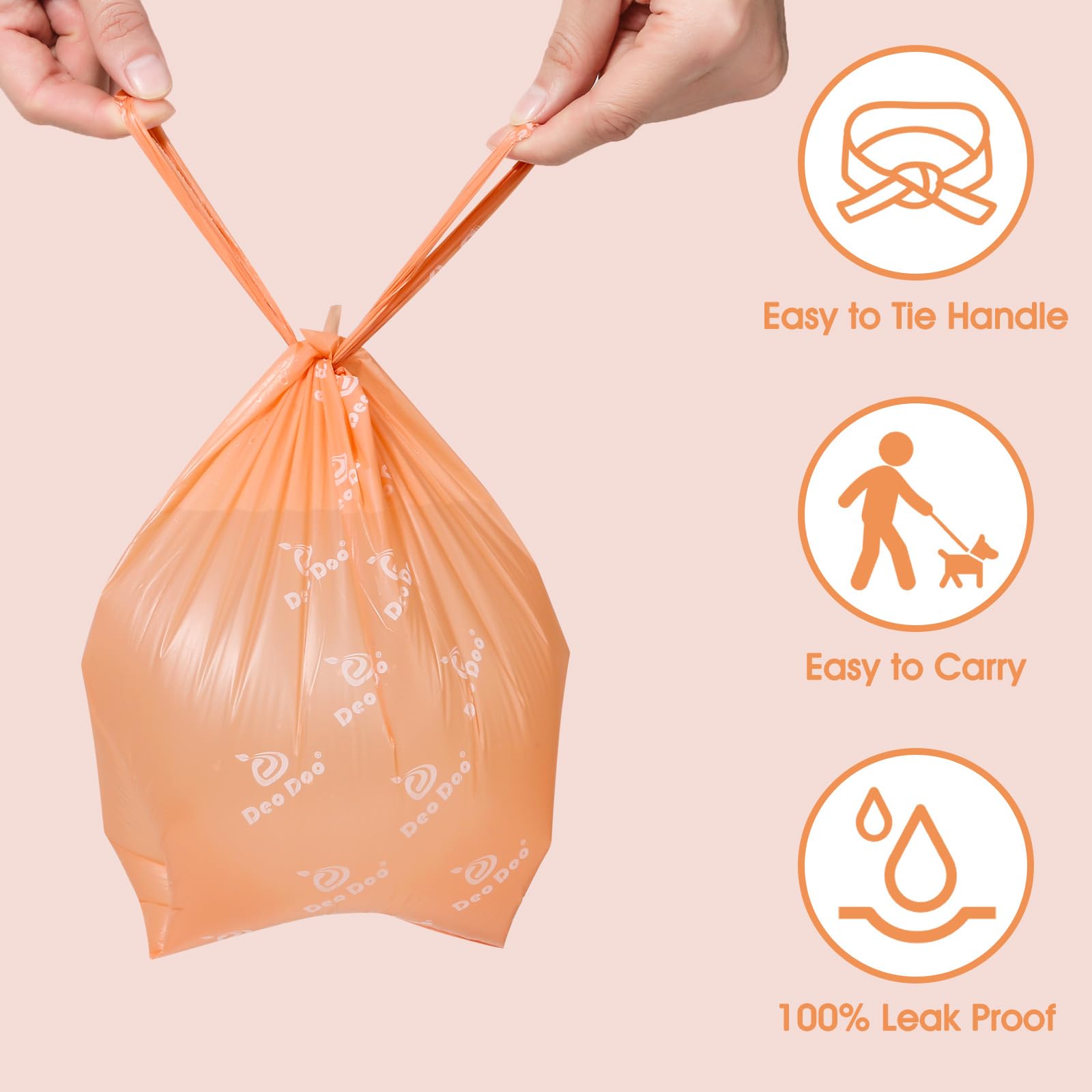 330 Count Scented Dog Poop Bags with Handles & Dispenser - Extra Thick Leak Proof Waste Bags for Small & Medium Dogs - Perfect for Walking, Park Visits & Backyard Cleanup - Peach Scented