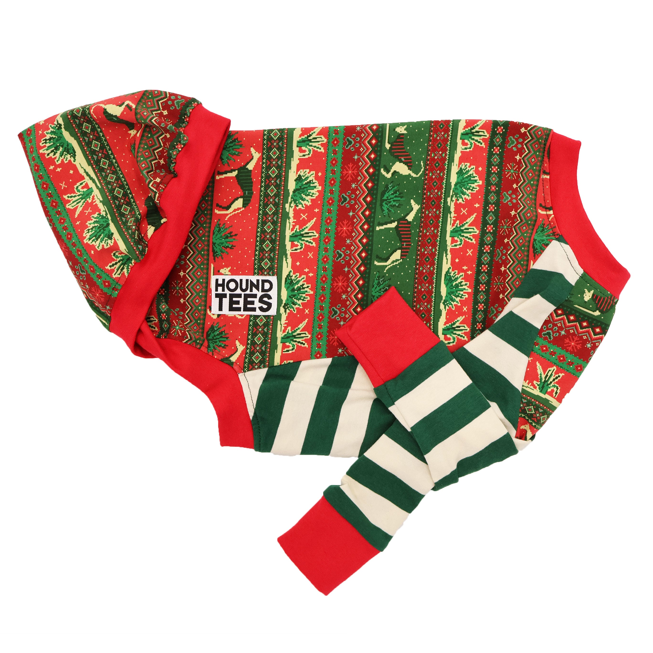 Whippet Christmas Long Sleeve Dog T-Shirt - Festive Holiday Pet Apparel for Small Dogs - Perfect for Christmas Photos & Family Gatherings