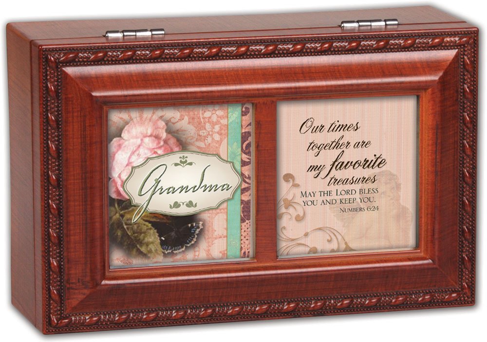 Vintage Woodgrain Petite Music Jewelry Box - Plays 'How Great Thou Art' Hymn - Perfect for Cottage Decor, Gift Giving & Keepsake Storage