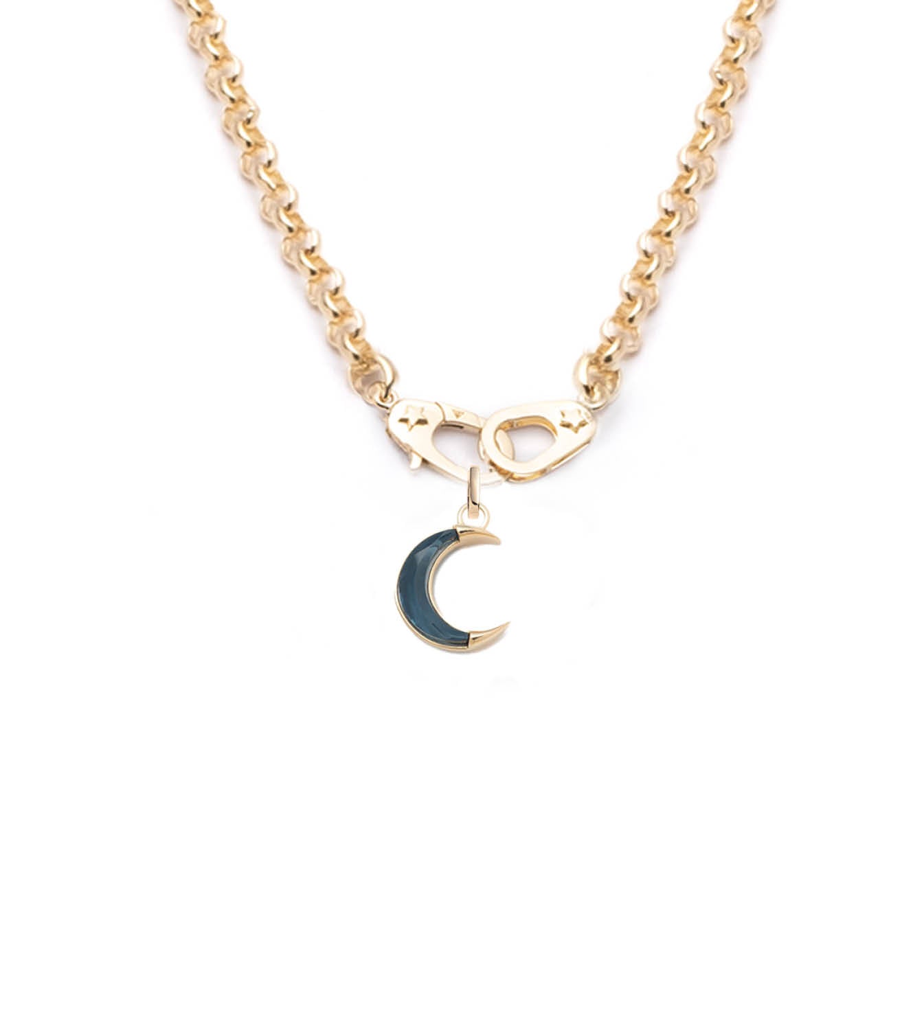Crescent Karma: Gemstone Sister Hook Medium Chain Necklace | Elegant Jewelry for Women | Perfect for Gifts, Parties & Everyday Wear