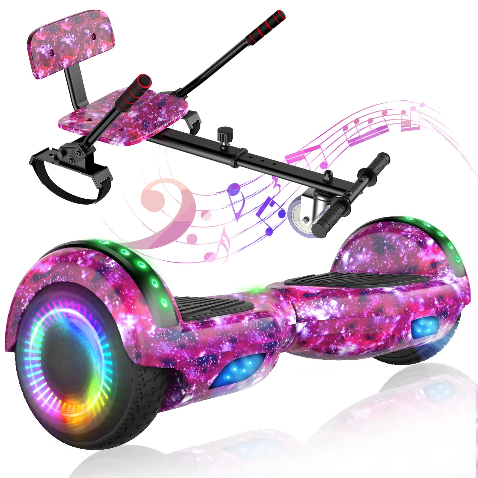 Kids & Adults Scooter Seat Attachment with Go Kart - LED Lights & Bluetooth for Fun Rides | Perfect for Commuting, Playground & Outdoor Adventures