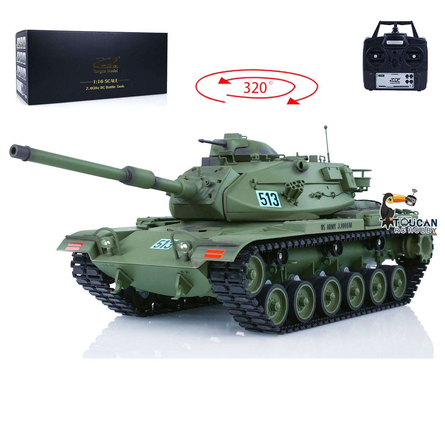 1/16 Scale RC Tank M60A3 USA - Remote Control Military Battle Tank with Barrel Recoil, BB Shooting, Realistic Sound & Smoke Effects | Hobby Model for Collectors & War Simulation Enthusiasts | Perfect for Outdoor Battles, Military Displays & RC Tank Competitions