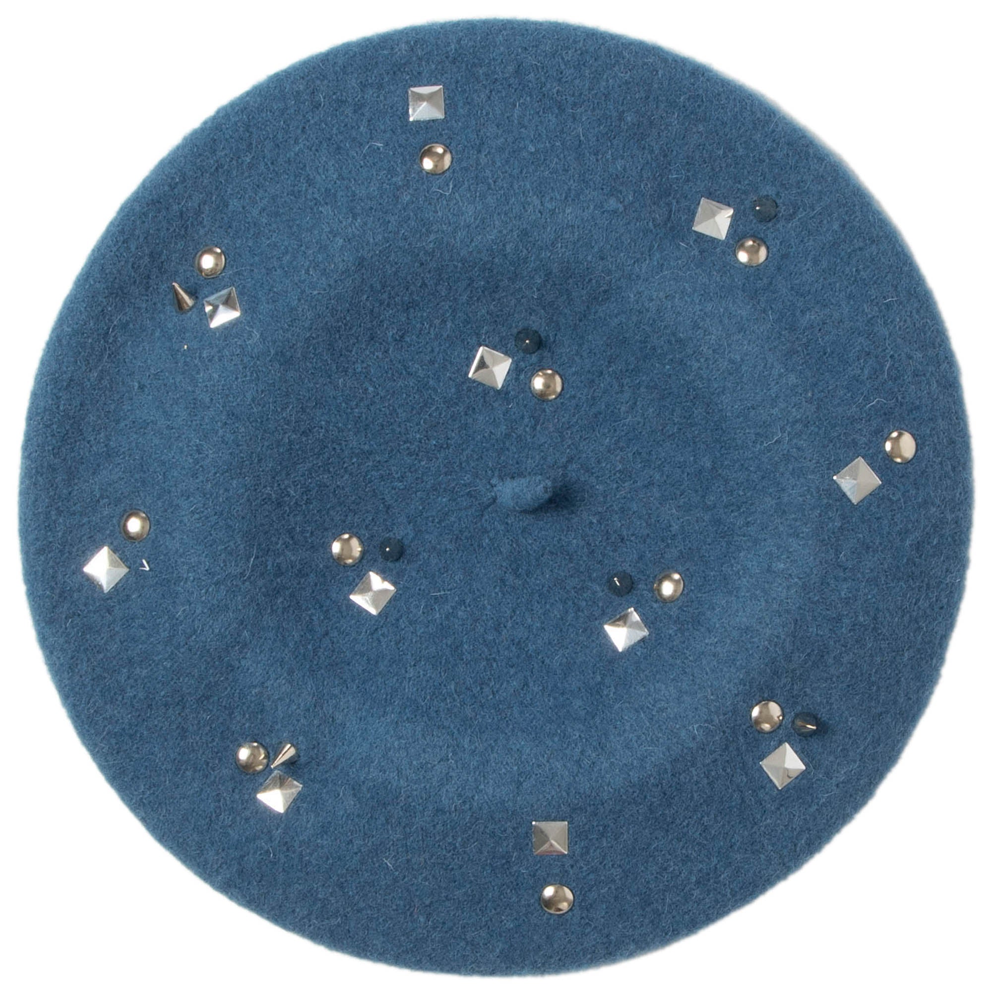 Wool Blend Beret with Metallic Stud Clusters - Stylish Winter Hat for Women | Perfect for Casual Outfits & Evening Events