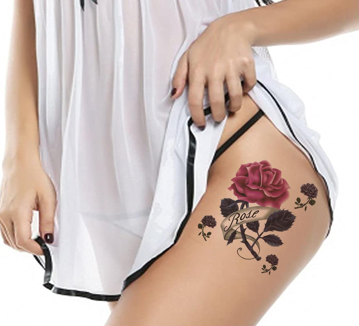 3D Temporary Tattoo Stickers for Men & Women - Waterproof Fake Tattoos with Flowers, Butterflies, Stars & Angel Designs (19x9cm) - Perfect for Parties, Halloween, Cosplay & Body Art