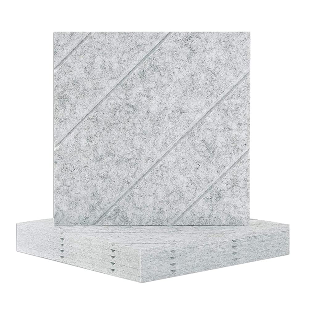12pcs 3D Line Carving Acoustic Panels - Soundproof Wall Art Tiles for Home Studio, Office & Theater Noise Reduction | Decorative Acoustic Treatment Foam Panels for Improved Sound Quality