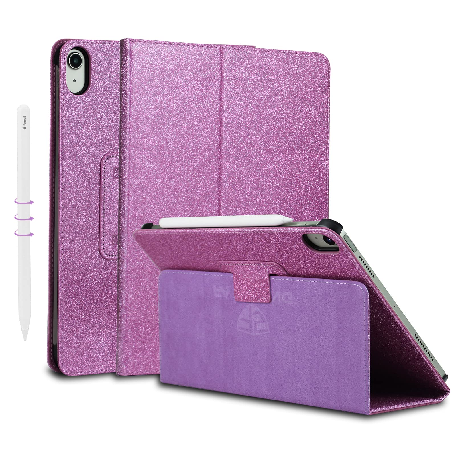 FS FANSONG Glitter iPad Air 5th/4th Generation Case (2020/2022) - Slim Sparkly Protective Cover with Apple Pencil Charging Holder for 10.9