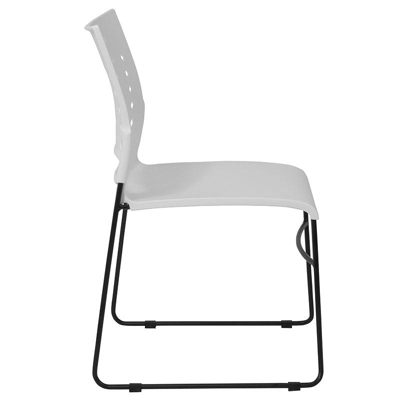 FLASH HERCULES Series 881 lb Capacity Black Sled Base Stackable Chair with Air Vent Back - Heavy Duty Folding Chairs for Events, Banquets, and Conference Rooms