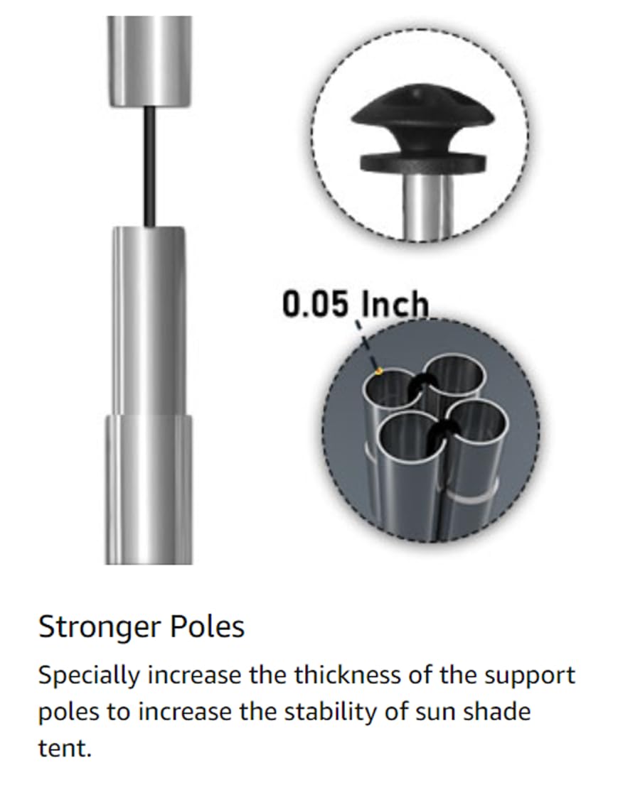 2 Heavy-Duty Beach Canopy Stability Poles with Patented Pole Bracket - Secure Support for Beach Tents, Sun Shelters & Outdoor Canopies - Perfect for Sandy Beaches, Camping & Picnics