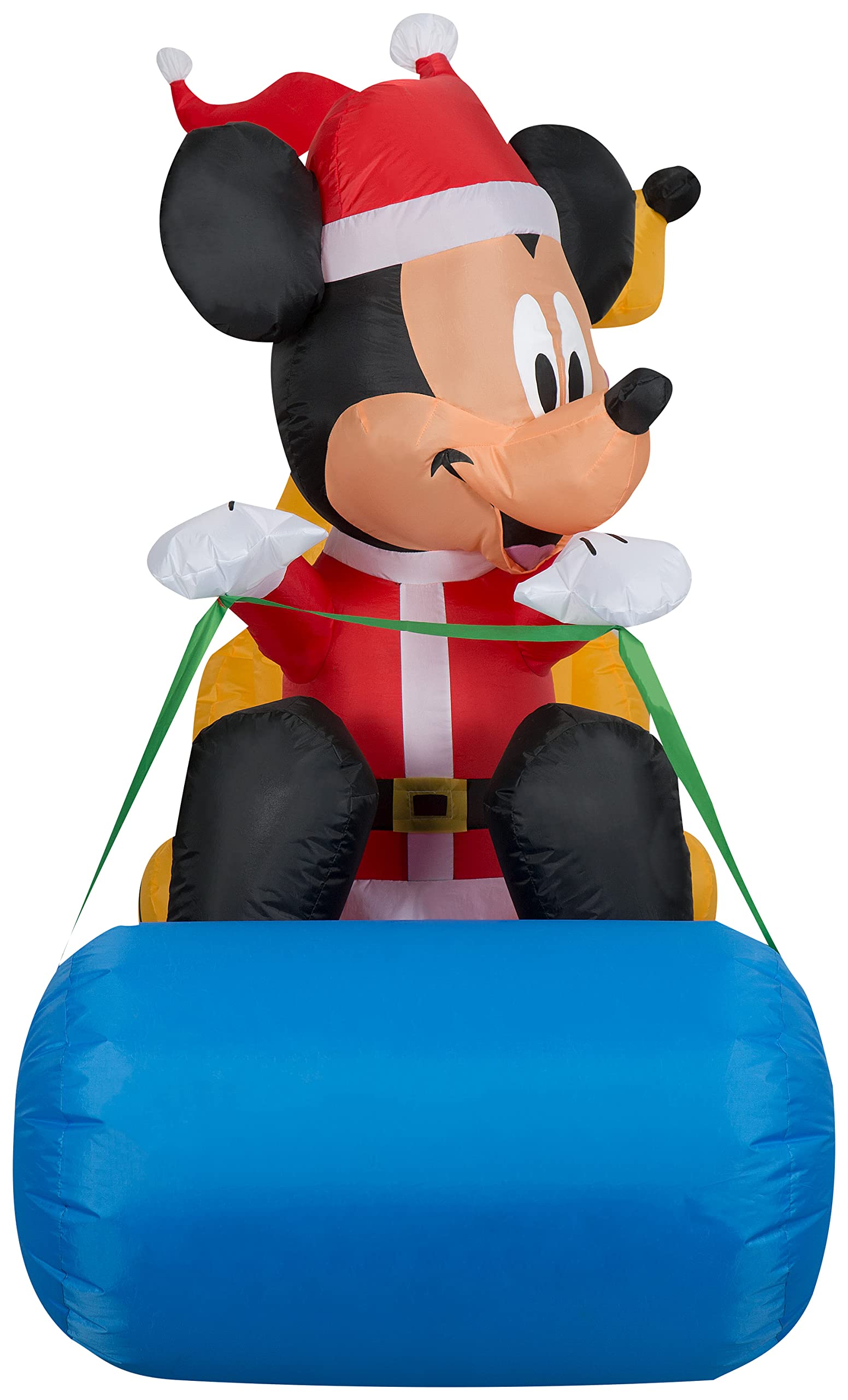 Gemmy Christmas Airblown Inflatable Mickey Mouse & Pluto Sledding Scene - 4.5ft Tall Outdoor Holiday Decoration for Yard, Lawn, and Christmas Party Decor