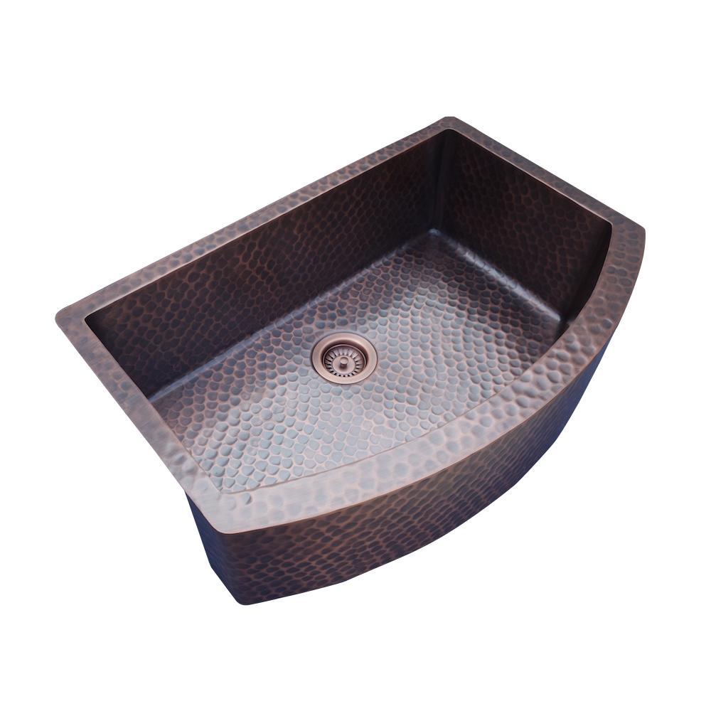 Premium 14 Gauge Single Bowl Farmhouse Apron Kitchen Sink in Copper Finish - KSAR 3 - Perfect for Rustic Farmhouse, Modern Farmhouse, and Country Style Kitchens