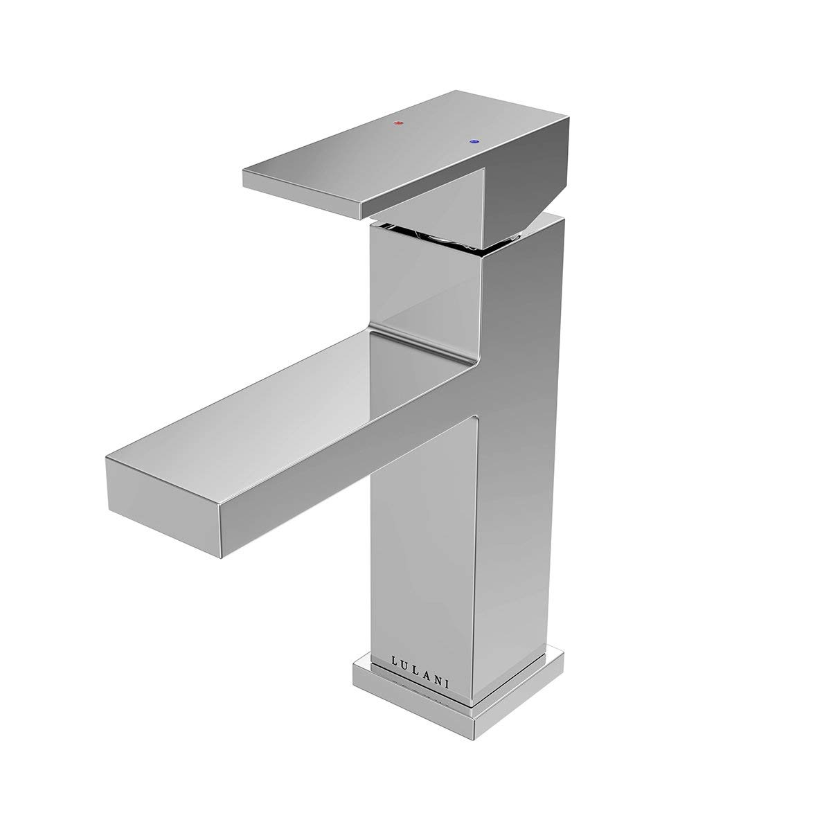 Lulani Santorini Brushed Stainless Steel Single Hole Bathroom Sink Faucet with Drain Assembly - Perfect for Modern Bathroom Vanity, Powder Room & Guest Bath Installation