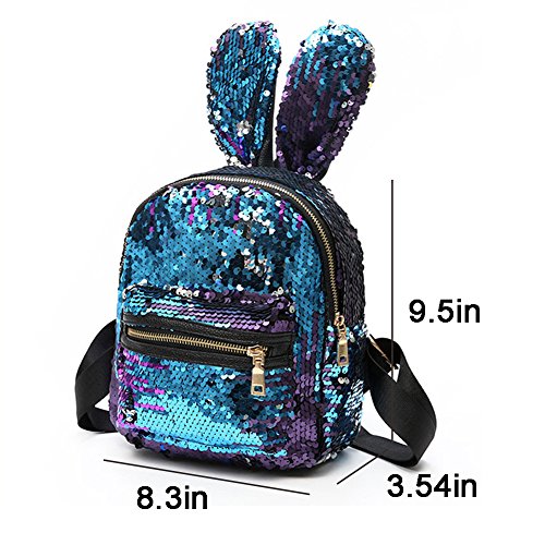 **Aibearty Sparkling Rabbit Ears Backpack for Women - Cute Sequins Rucksack, Casual Daypack for School, Travel & Cosplay**