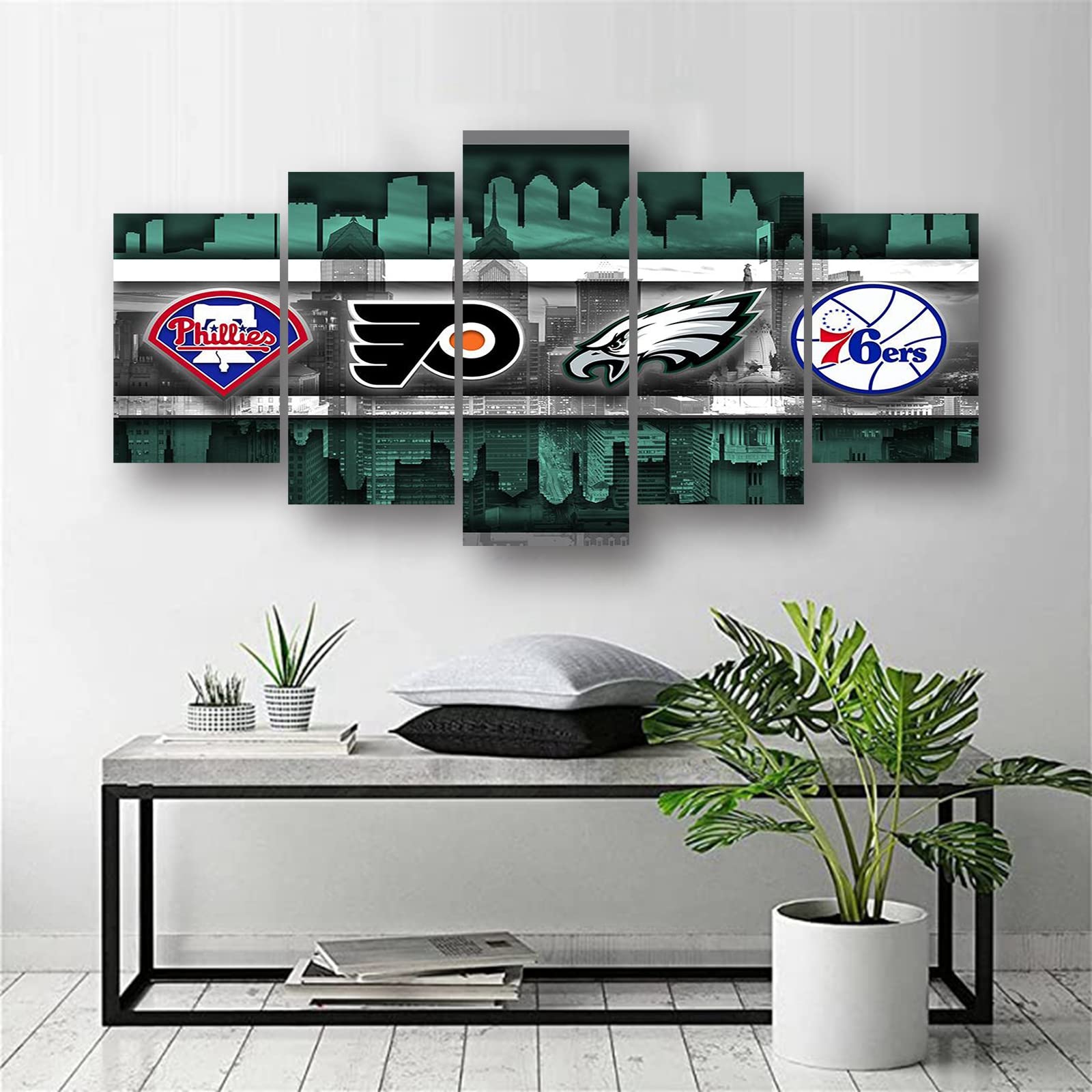Philadelphia Eagles Football Team Canvas Wall Art Print - Framed Sports Fan Decor for Home, Office, or Man Cave (120x225cm) - Perfect for Game Rooms, Sports Bars, and Fan Gifts