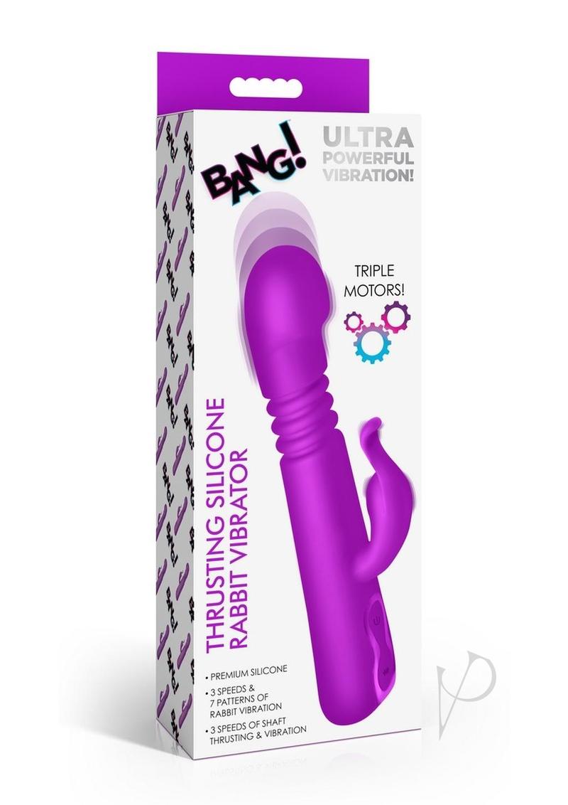 Rechargeable Silicone Rabbit Vibrator for Women - Purple G-Spot & Clitoral Stimulator, Powerful Thrusting Sex Toy for Couples Play & Solo Pleasure