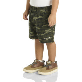 Boys' Rugged Flex Camo Work Shorts - Olive Green | Durable Toddler & Infant Outdoor Playwear for Hiking, Camping & Everyday Adventures