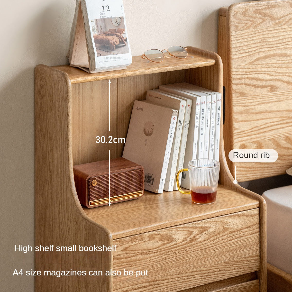 Solid Oak Wood Nightstand - Modern Bedside Table with Drawer for Bedroom, Living Room, or Guest Room - Durable & Stylish Furniture for Home Decor