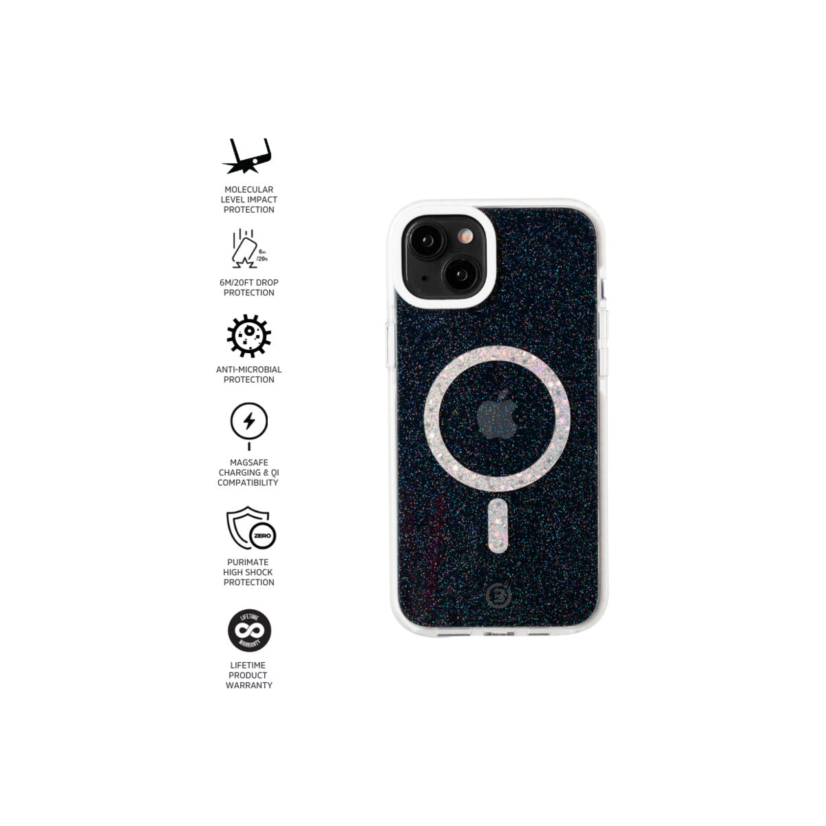 Impact Zero® Galaxy Clear/Glitter Case for Apple iPhone 15 Plus - Shockproof Protective Phone Cover with Glitter Design | Perfect for Everyday Use, Travel & Outdoor Activities