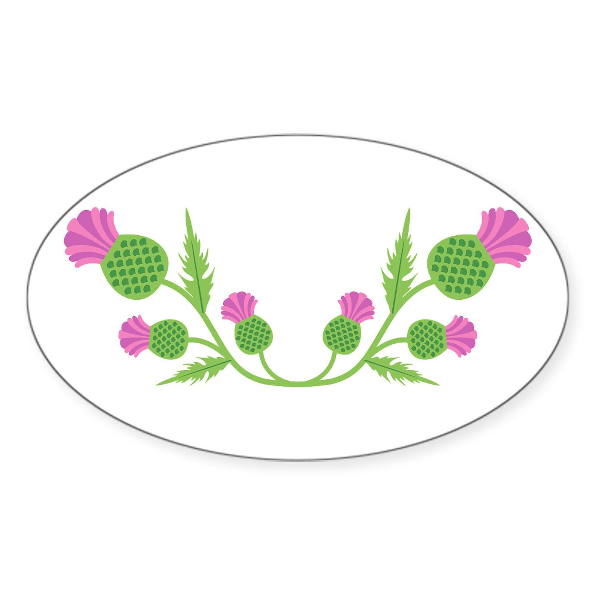 Scottish Thistle Sticker - Oval Car Bumper Decal for Cars & Laptops