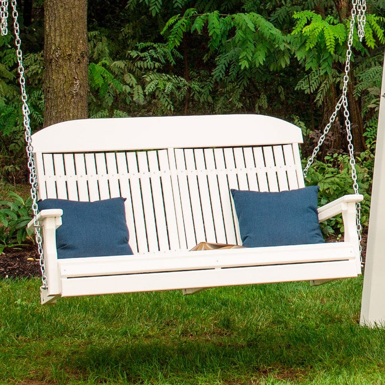 LuxCraft Classic Highback 4ft. Recycled Plastic Porch Swing - Outdoor Patio Furniture for Garden, Backyard, and Deck Relaxation