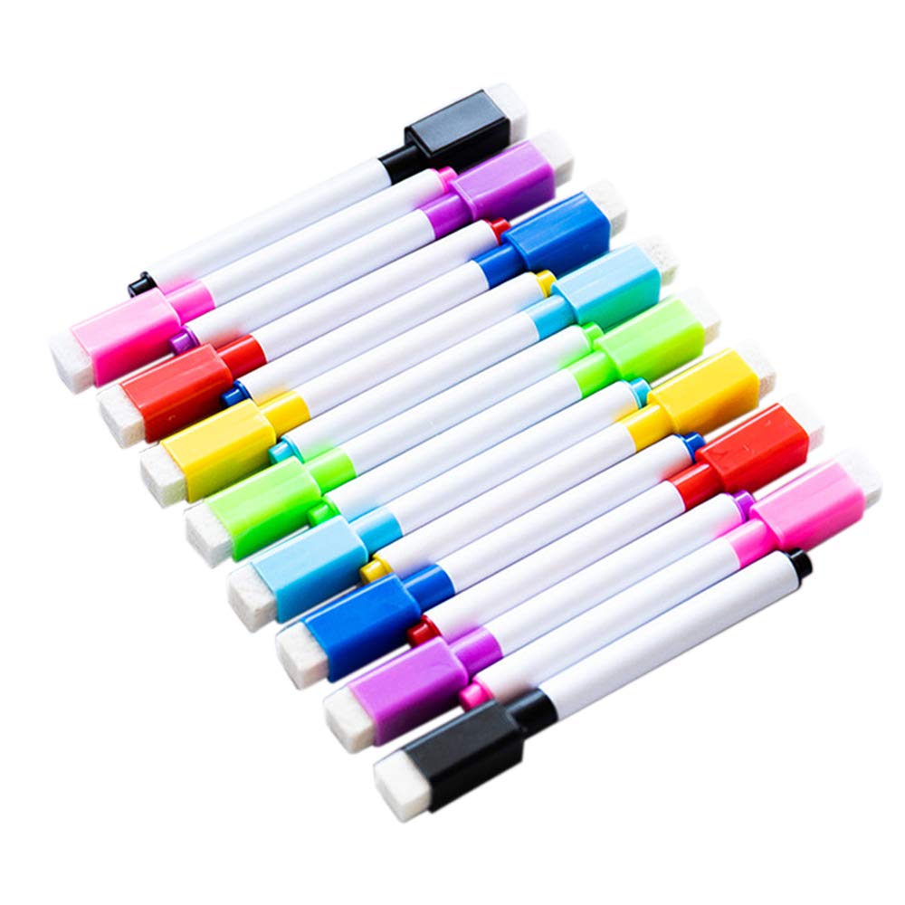Fesjoy 8-Color Dry Erase Markers Set with Eraser Cap - Low Odor Whiteboard Pens for Glass, Whiteboard, Plastic & Porcelain - Perfect for Home, Office, Classroom & Kids Art Projects