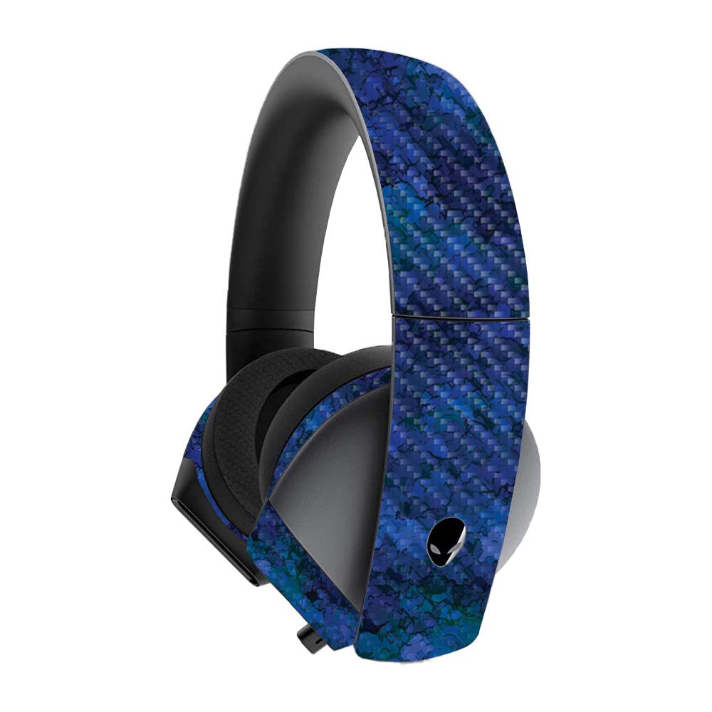 MightySkins Carbon Fiber Skin for Alienware 7.1 Gaming Headset - Blue Ice | Protective & Durable Textured Cover | Easy to Apply & Remove | Made in USA | Perfect for Gaming, Streaming & Esports