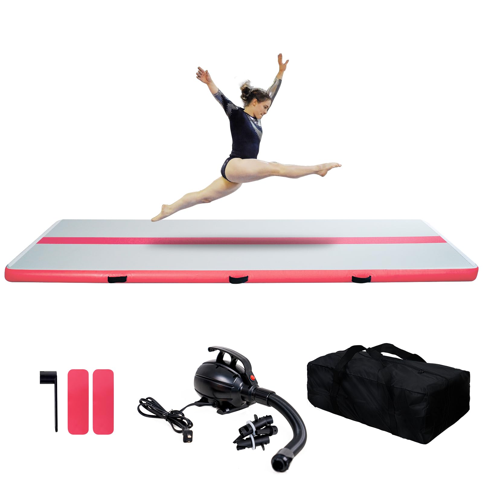 Premium Inflatable Gymnastics Tumbling Mat - 10ft/13ft Length, 4in/6in Thickness with Electric Air Pump - Ideal for Home Gym, Cheerleading Practice, Yoga & Water Training - Durable Tumble Track for Kids & Adults