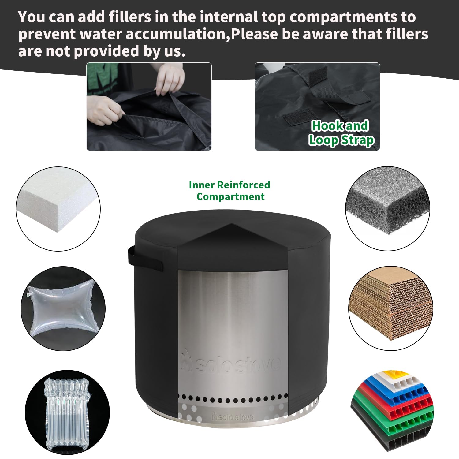 UCEDER Heavy Duty 600D Waterproof Round Fire Pit Cover for Solo Stove Yukon 27