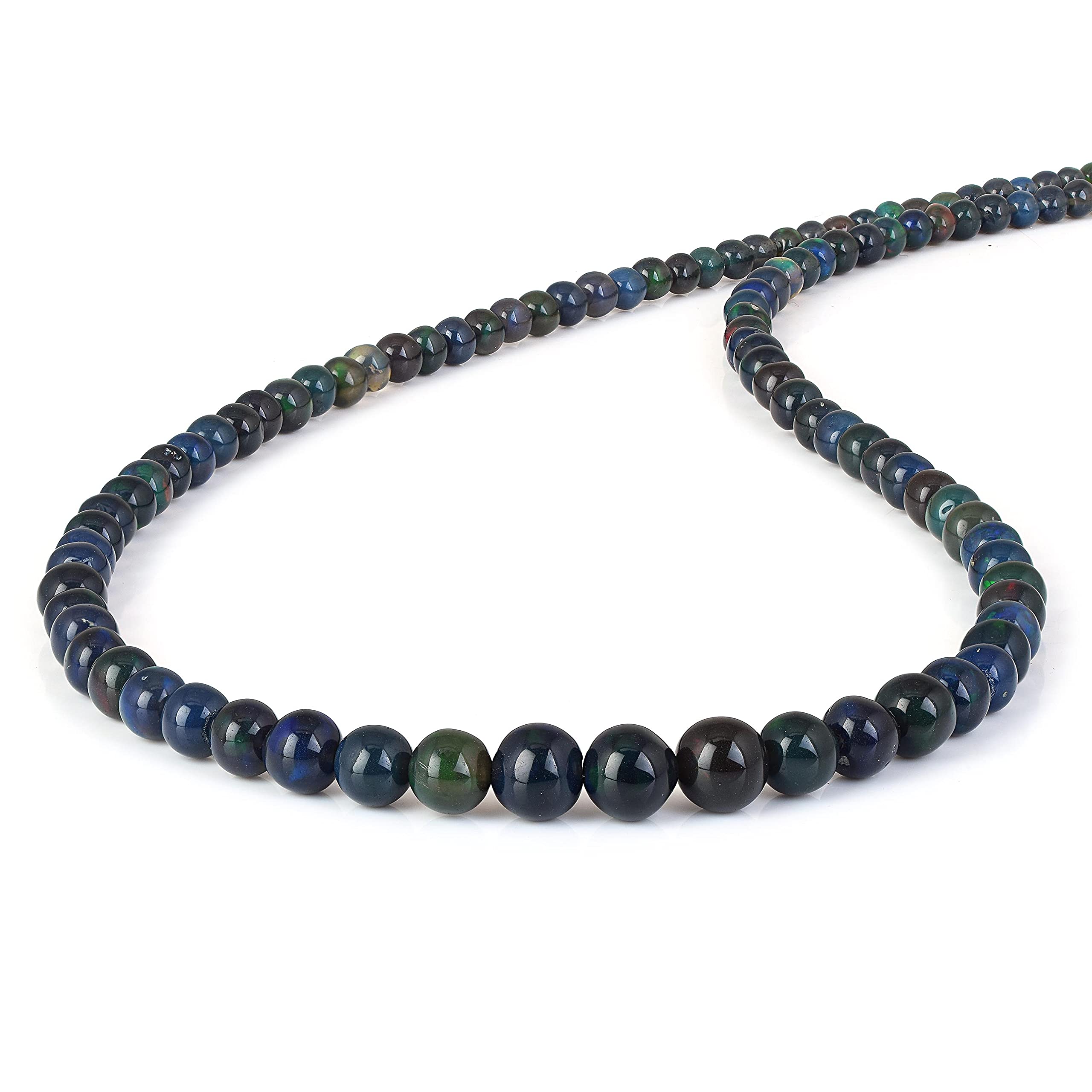 45CM Genuine Welo Fire Ethiopian Opal Beaded Necklace with 925 Sterling Silver Lock & Chain - Elegant Jewelry Gift for Women | Birthday, Wedding, Christmas Present | Perfect for Date Nights, Anniversaries & Special Occasions