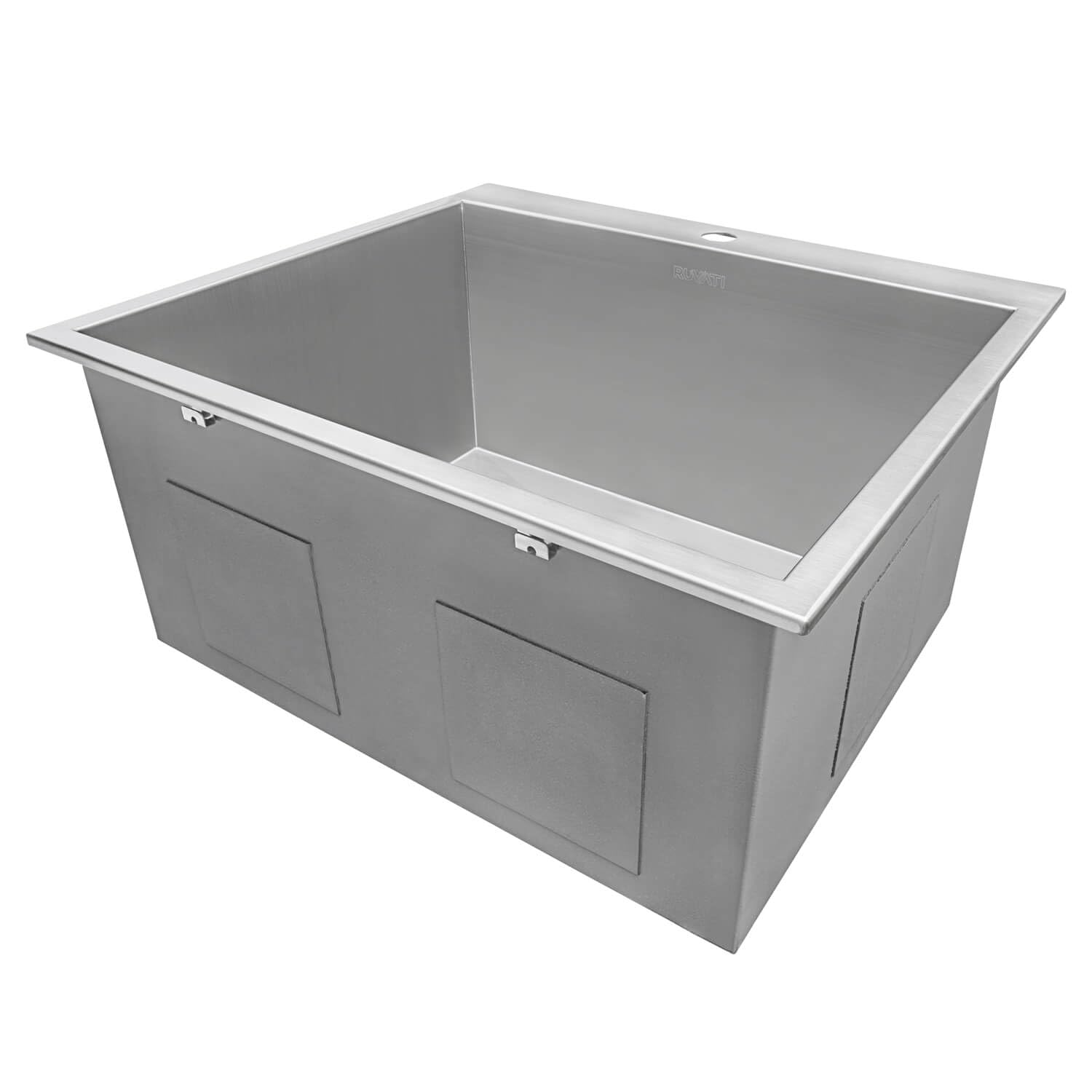 Ruvati 25 x 22 x 12 Inch Drop-in Topmount Stainless Steel Utility Sink - 16 Gauge Deep Single Bowl Laundry Room & RV Sink (Model RVU6010) - Perfect for Laundry Rooms, Basements, Garages & RV Camping