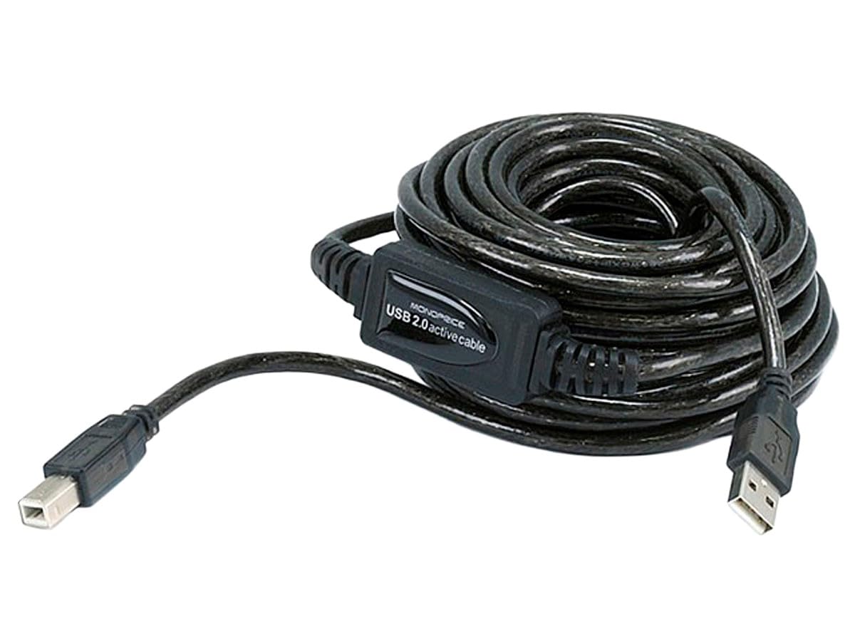 Monoprice 33ft USB 2.0 Printer Scanner Cable (A Male to B Male) - 10M Active Extension Cord for HP, Canon, Epson, Dell, Samsung Printers - Compatible with PC & Mac - Perfect for Office, Home & Commercial Printing Setup
