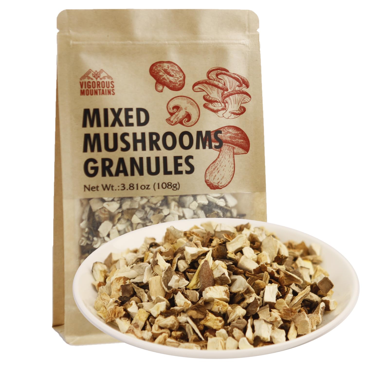 Premium Dried Assorted Mushrooms Granules & Porcini Mushroom Powder - Gourmet Cooking Ingredient for Soups, Risottos, Pasta & Vegan Recipes