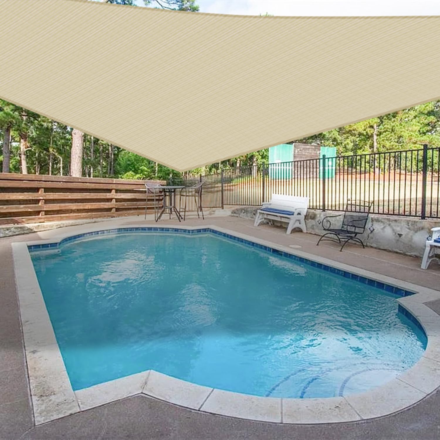 UV-Resistant Triangle Sun Shade Sail Canopy - Outdoor Patio Backyard Sun Protection, Beige Fabric Cloth Screen for Garden, Poolside, and Deck Shading