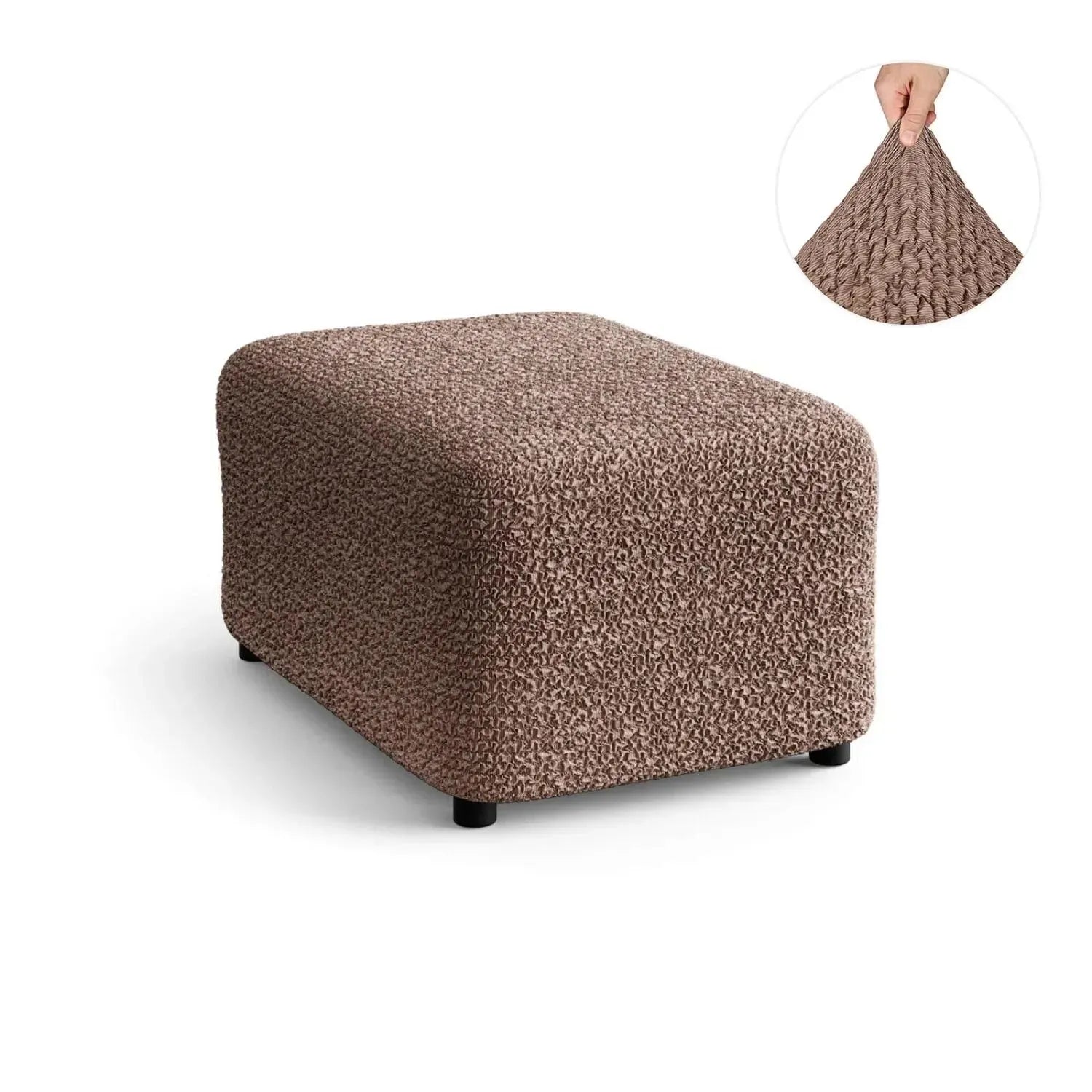 Ottoman Slipcover Medium - Mille Righe Collection - Stretchable Furniture Cover for Living Room, Bedroom & Office Decor