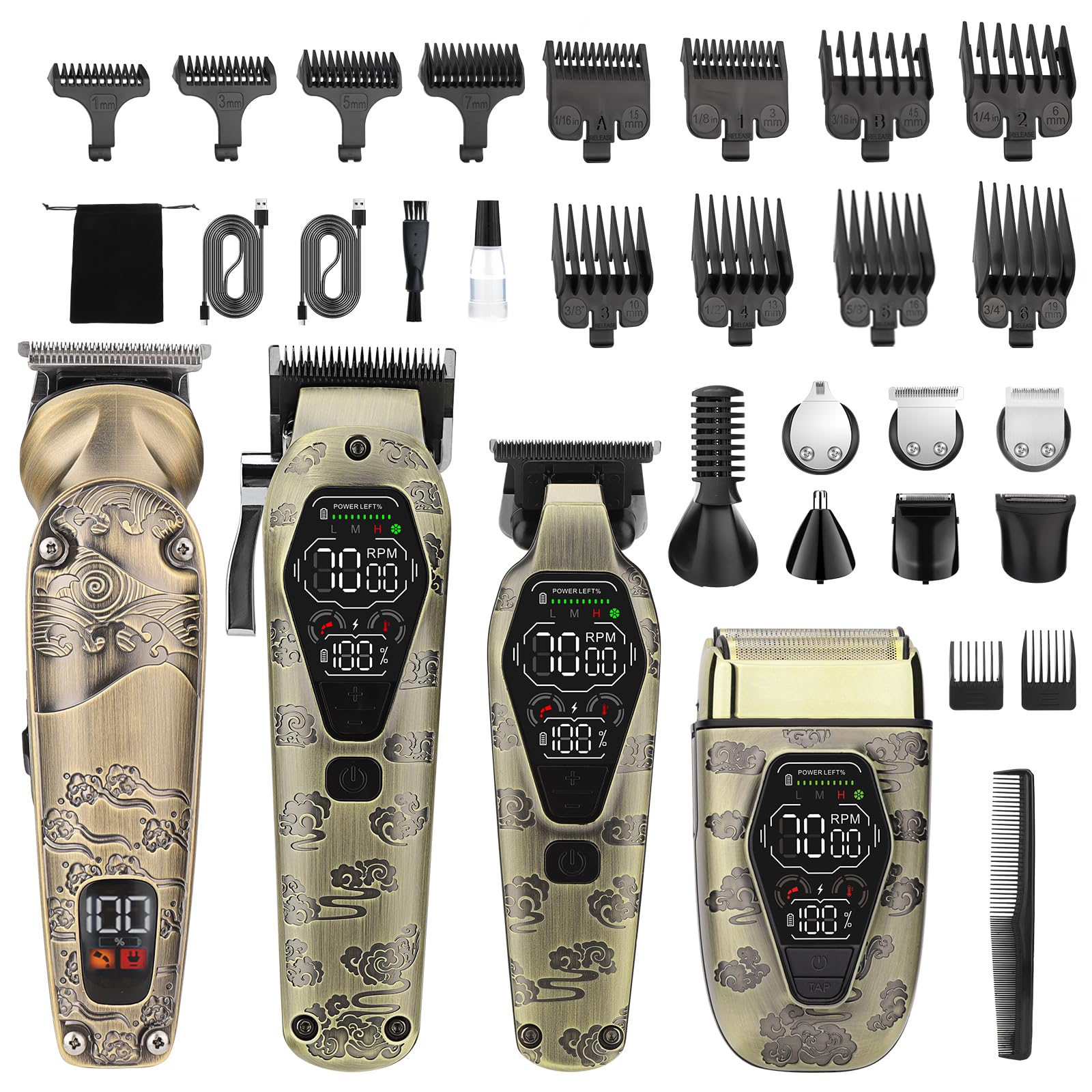 Professional Cordless Beard Trimmer for Men - Waterproof T-Blade Electric Shaver with Nose & Mustache Attachments - Full Body Grooming Kit - Perfect Gift for Men - Ideal for Home, Travel & Barbershop Use
