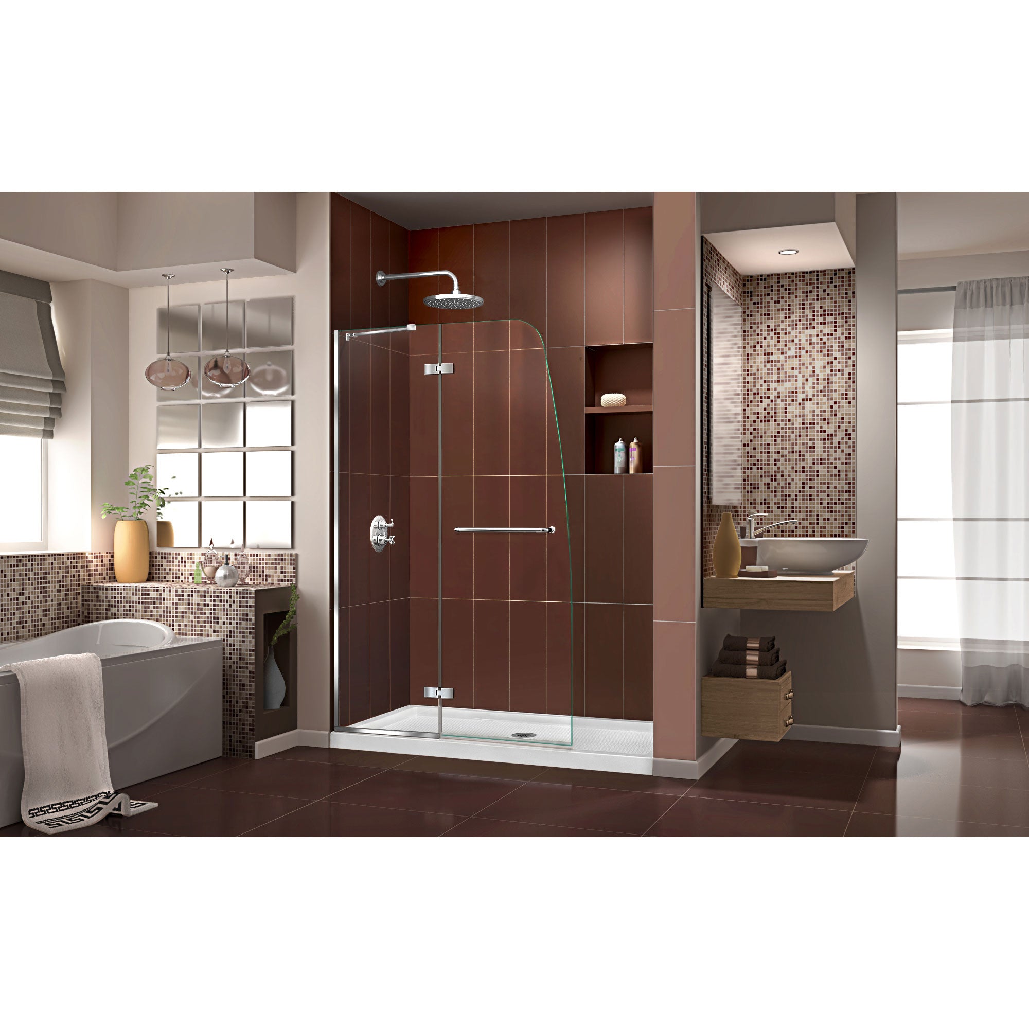 DreamLine Aqua Ultra 30x60 Inch Frameless Hinged Shower Door with SlimLine Base Kit - Modern Bathroom Upgrade for Small Spaces, Easy Installation & Leak-Proof Design