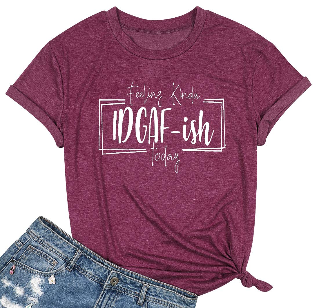 Funny 'IDGAF' Saying T-Shirt for Women - Casual Novelty Holiday Top - Perfect for Parties, Gifts & Everyday Wear