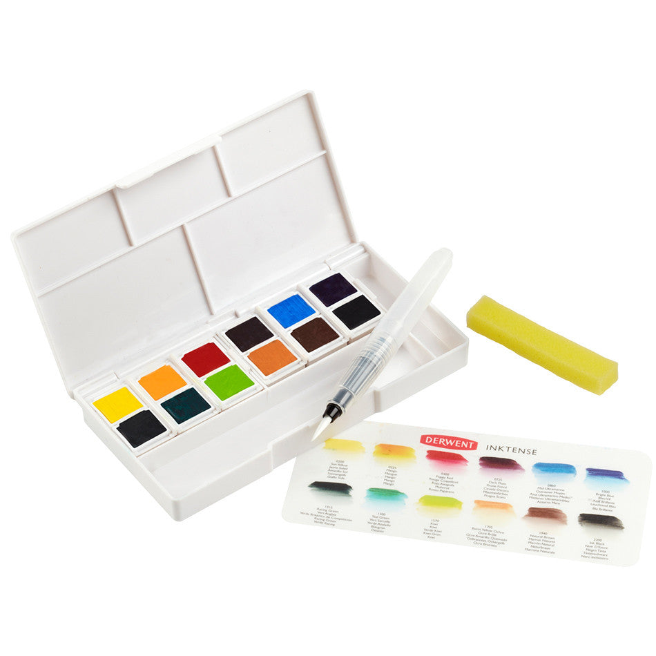 Derwent Inktense Paint Pan Travel Set #01 - Vibrant Watercolor Pencils for Artists & Travelers - Perfect for Sketching, Painting & Outdoor Art Projects