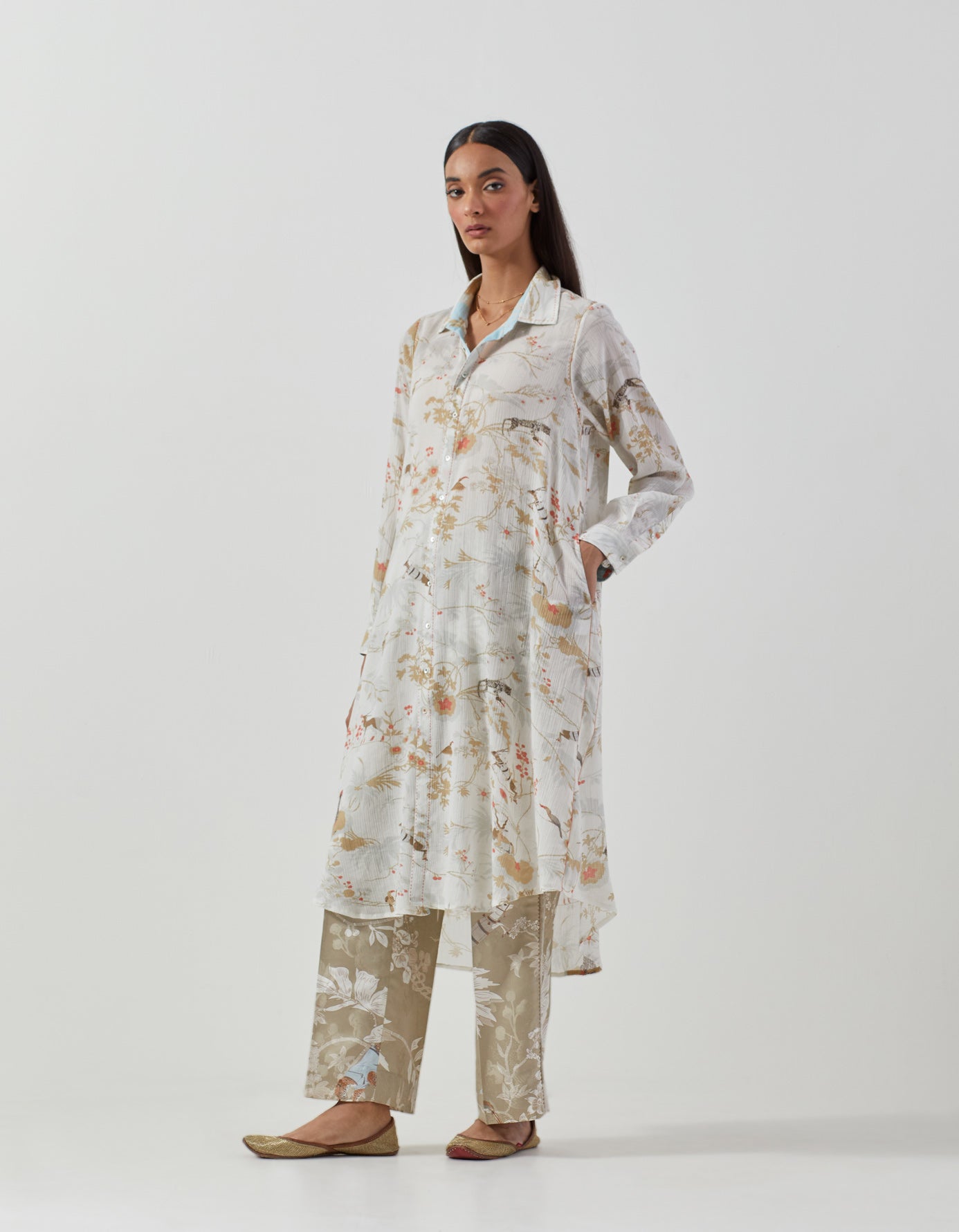 Elegant Usha Dress in Soft Cotton Crepe - Ivory Color for Women | Perfect for Weddings, Parties & Special Occasions