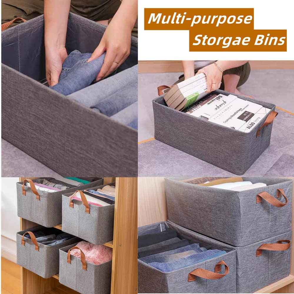 3-Pack Large Capacity Foldable Storage Bins | Closet Organizer System for Clothes, Bedding & Toys | Sturdy Shelving Baskets for Home, Office & Kids Room Organization (Beige) - Perfect for Closet Storage, Underbed Organization & Playroom Tidying