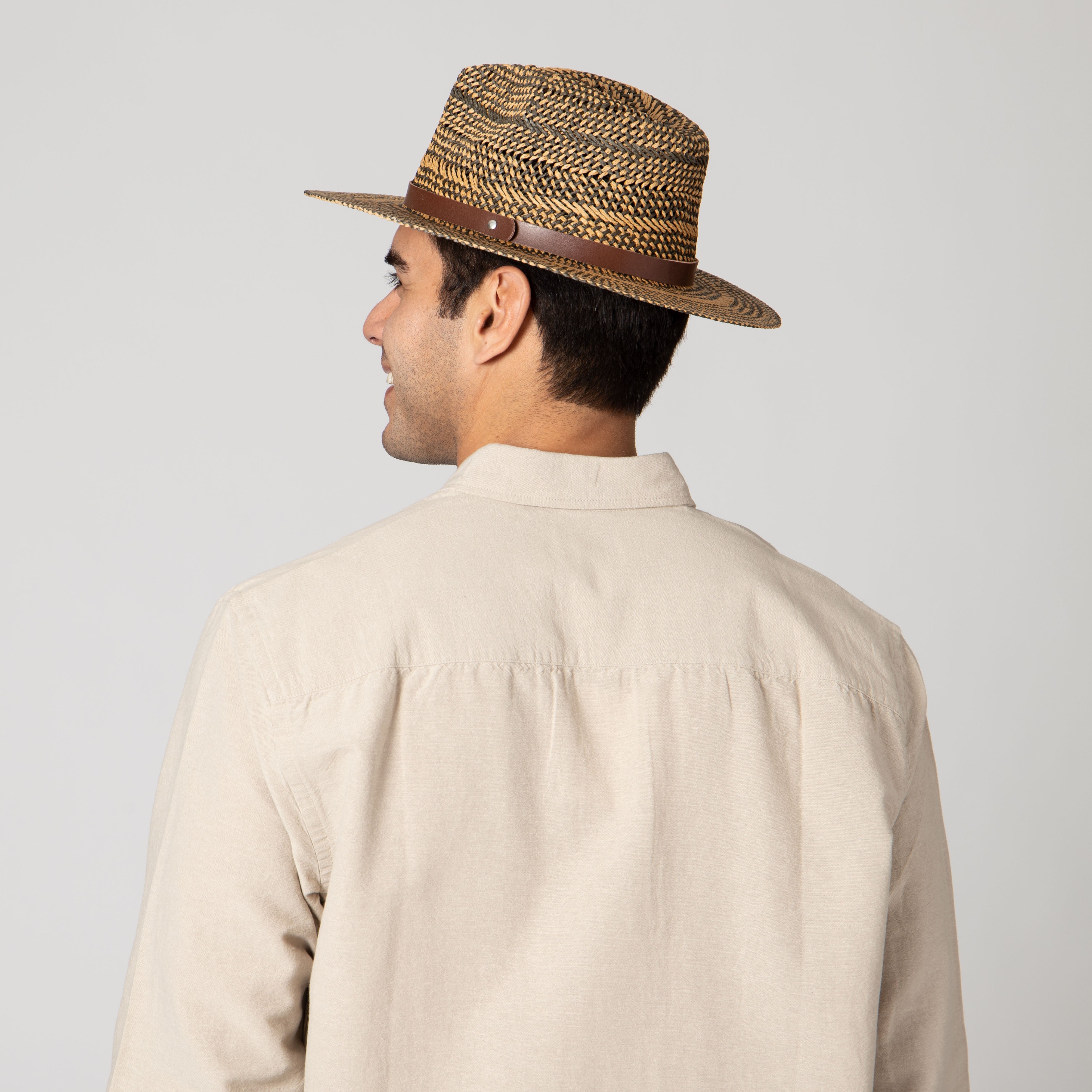 Stylish Men's Two-Tone Woven Paper Panama Hat - Breathable Summer Sun Hat for Beach, Travel & Outdoor Activities