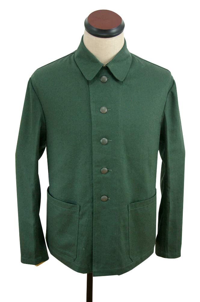 Original German WWII HBT Reed Green Drill Service Tunic - Authentic Reproduction for Reenactment, Collectors & Historical Displays